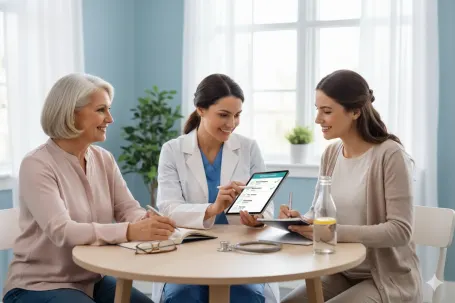Older adult with daughter in Delaware receiving a preventative care check-up at home