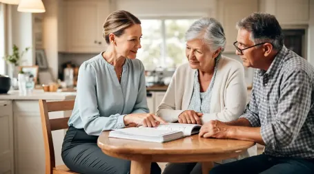 Family discussing in-home senior care options in Los Lunas NM
