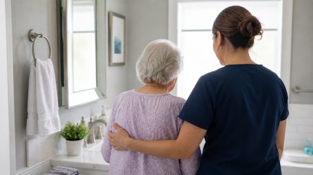Caregiver assisting senior at home in Ponte Vedra Beach