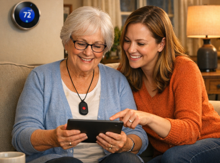 Daughter supporting her mom in Chisago In-Home Care