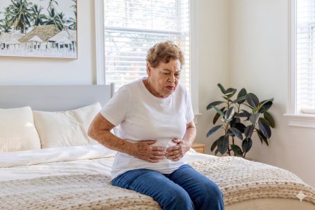 woman having stomach issues