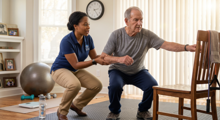 caregiver helping elderly person