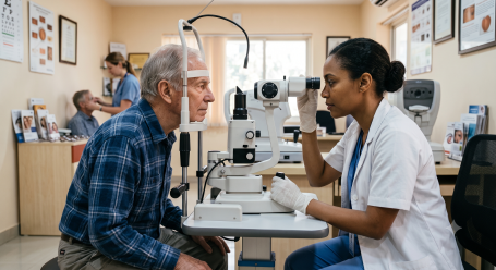 elderly person getting eye checked
