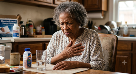 elderly person with heart pain