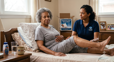 caregiver helping an elderly person exercise 