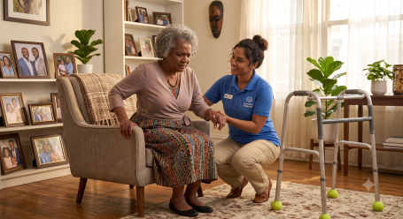 Caregiver helping someone with arthritis