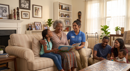 elderly person spending time with family