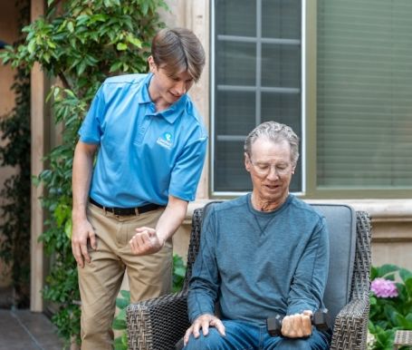caregiver helping a client