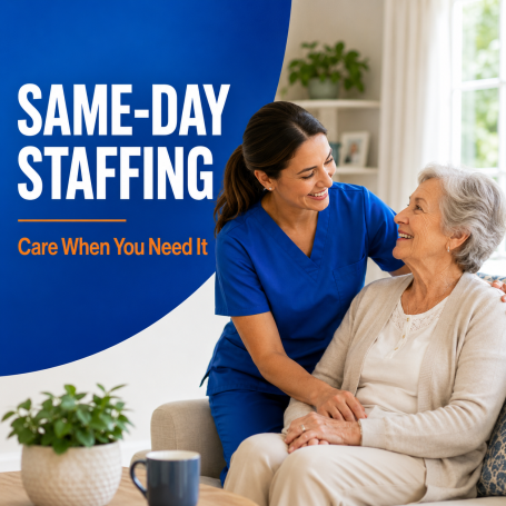 Caregiver taking care of an elderly person
