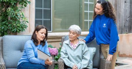 senior with caregiver