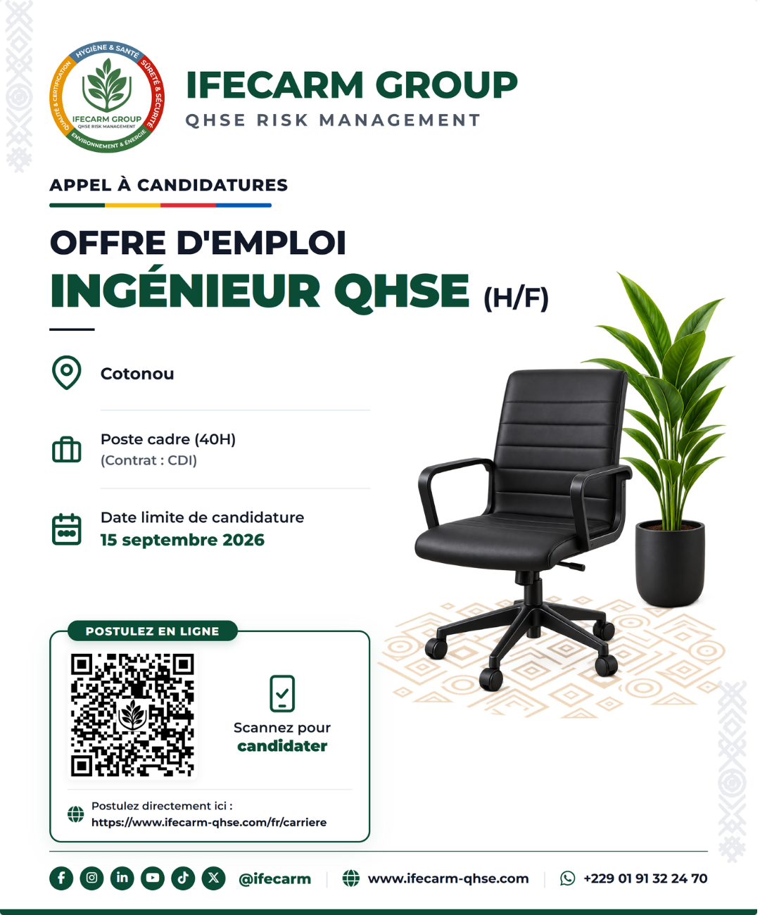 Visuel de l’offre d’emploi Ingénieur QHSE — IFECARM GROUP