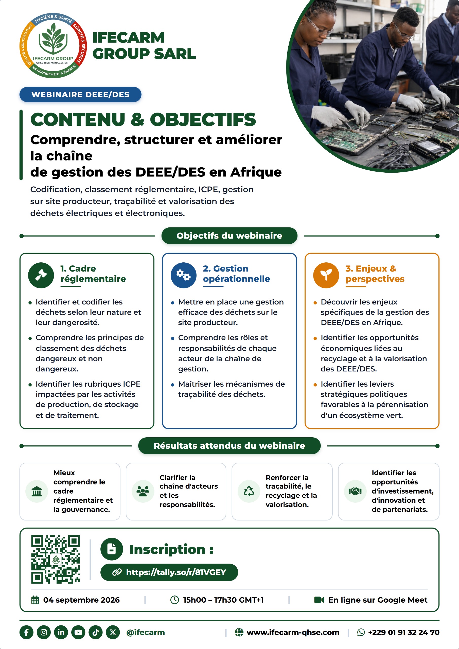 Webinaire IFECARM GROUP : de la classification au traitement des déchets — maîtriser la chaîne de gestion des DEEE/DES en Afrique 2