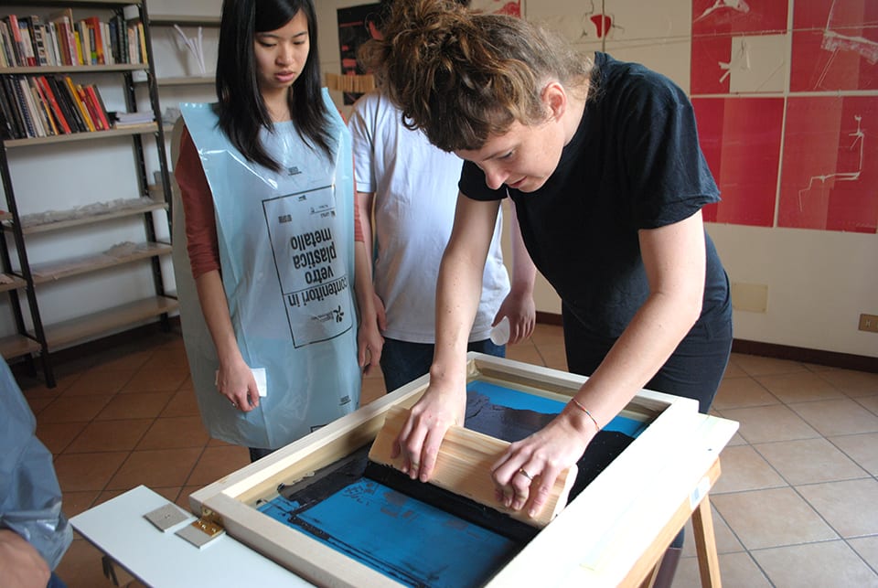 Boja demonstrating silkscreen process