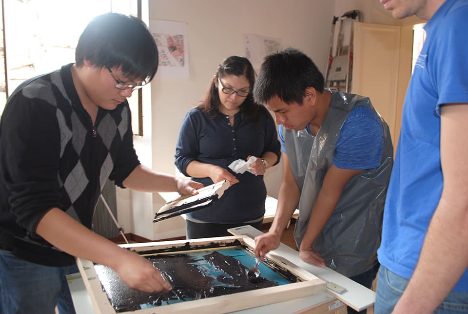 Student silkscreening