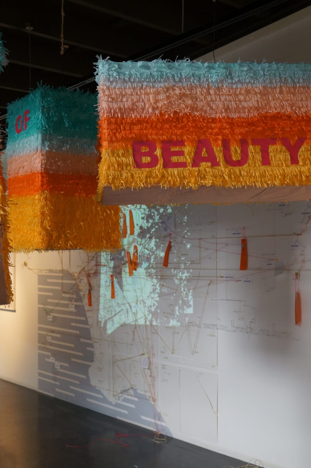 Map projection on wall with installation