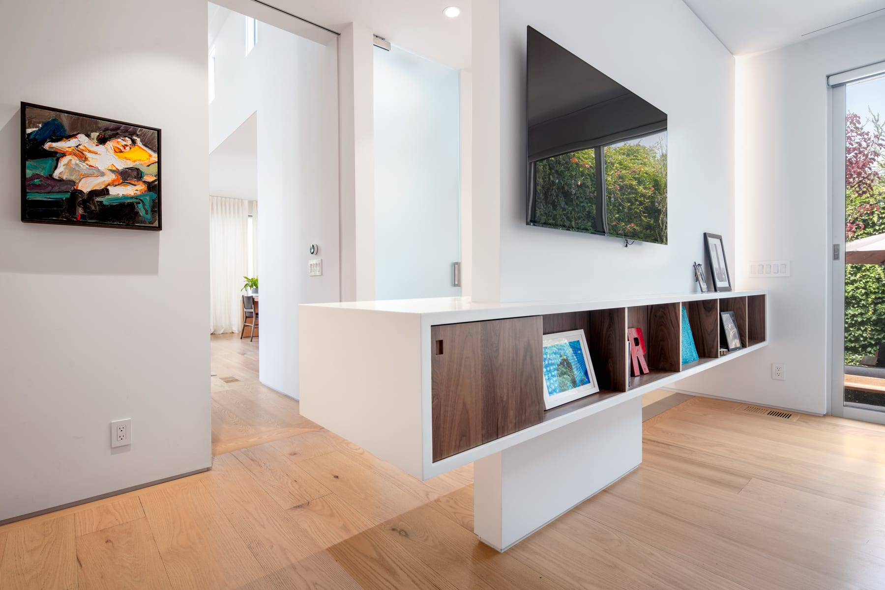 Bedroom console with TV