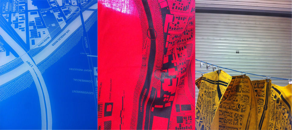 Maps printed on multi-colored paper