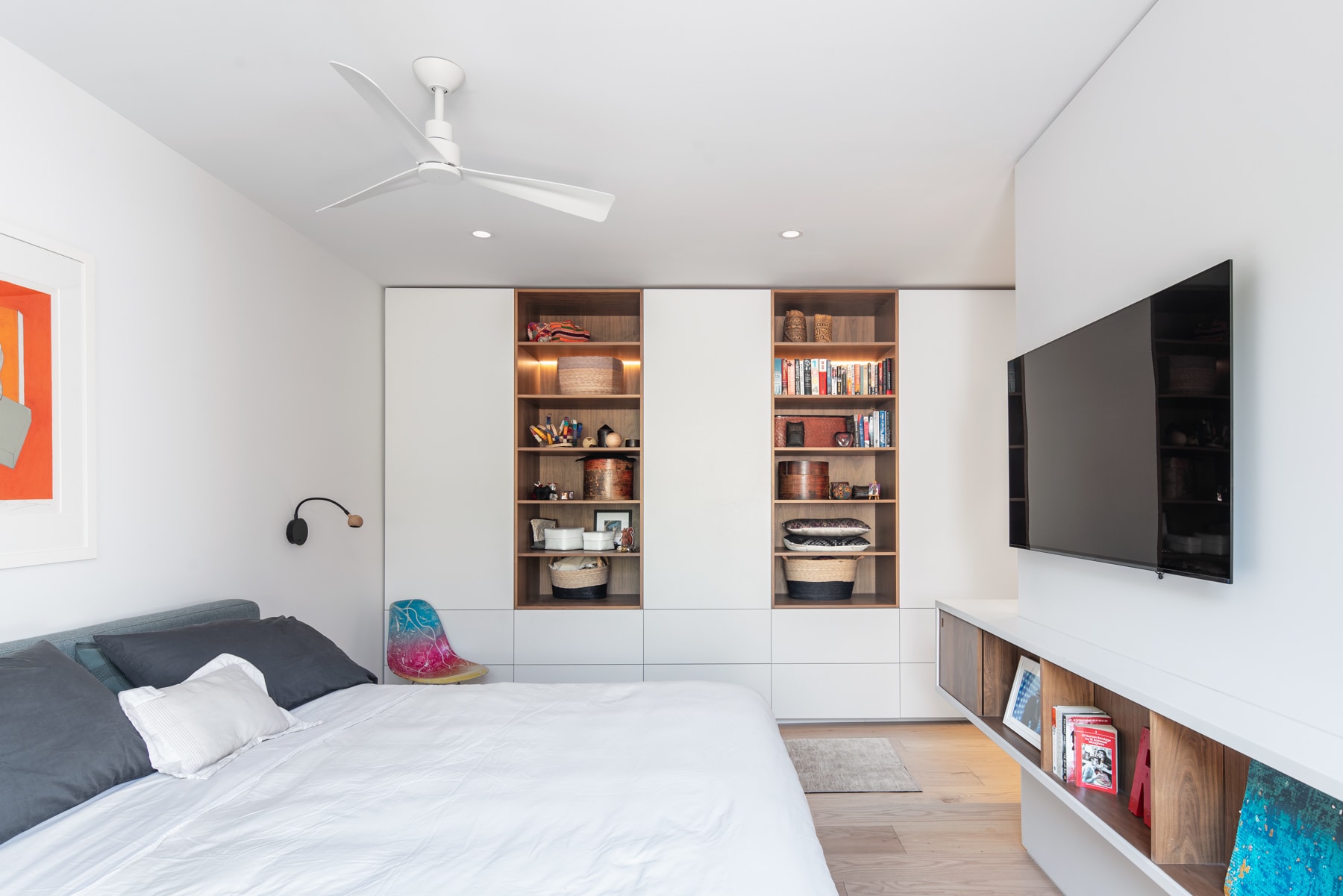 Bedroom with shelving