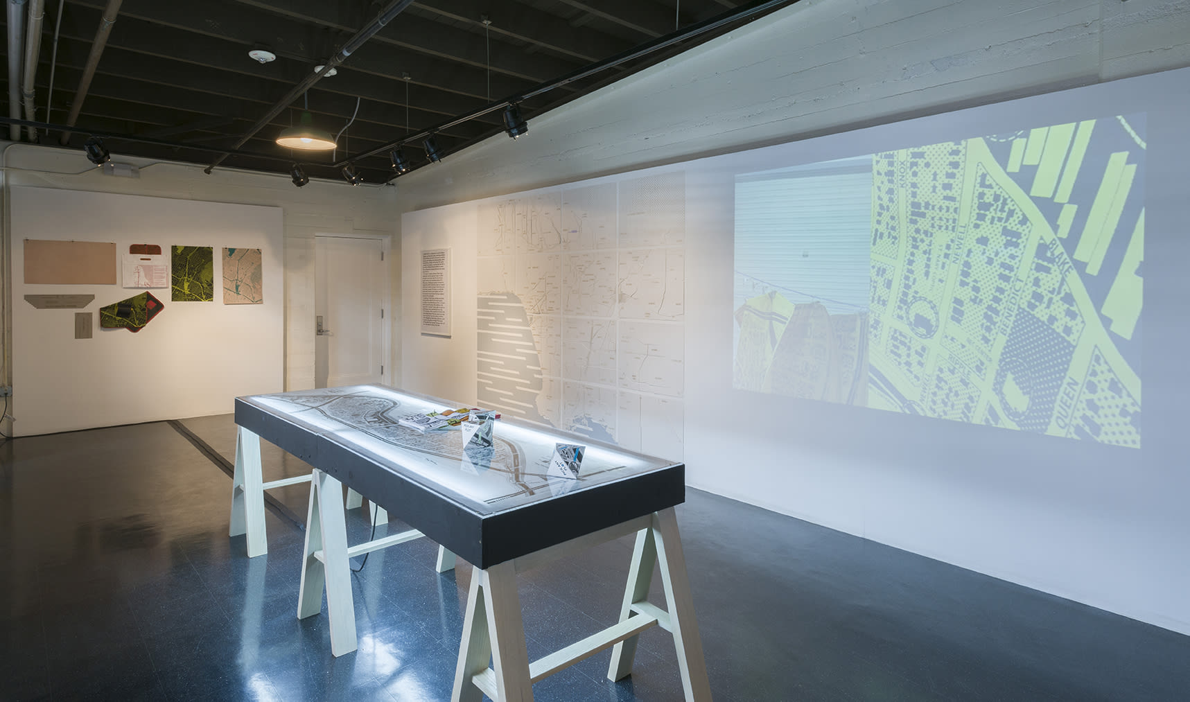 Maps on gallery walls