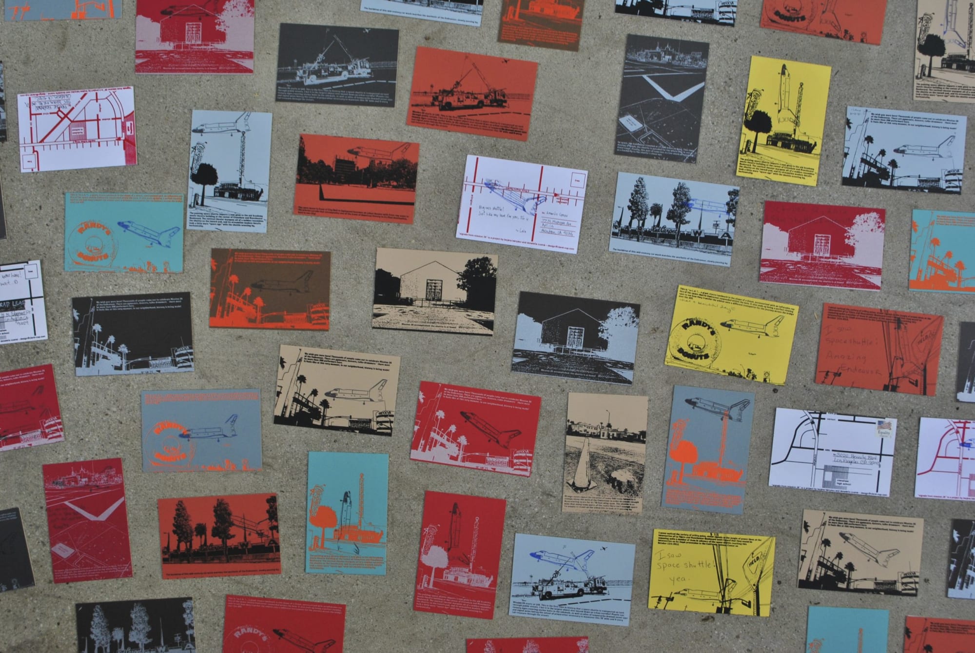 Postcards on table