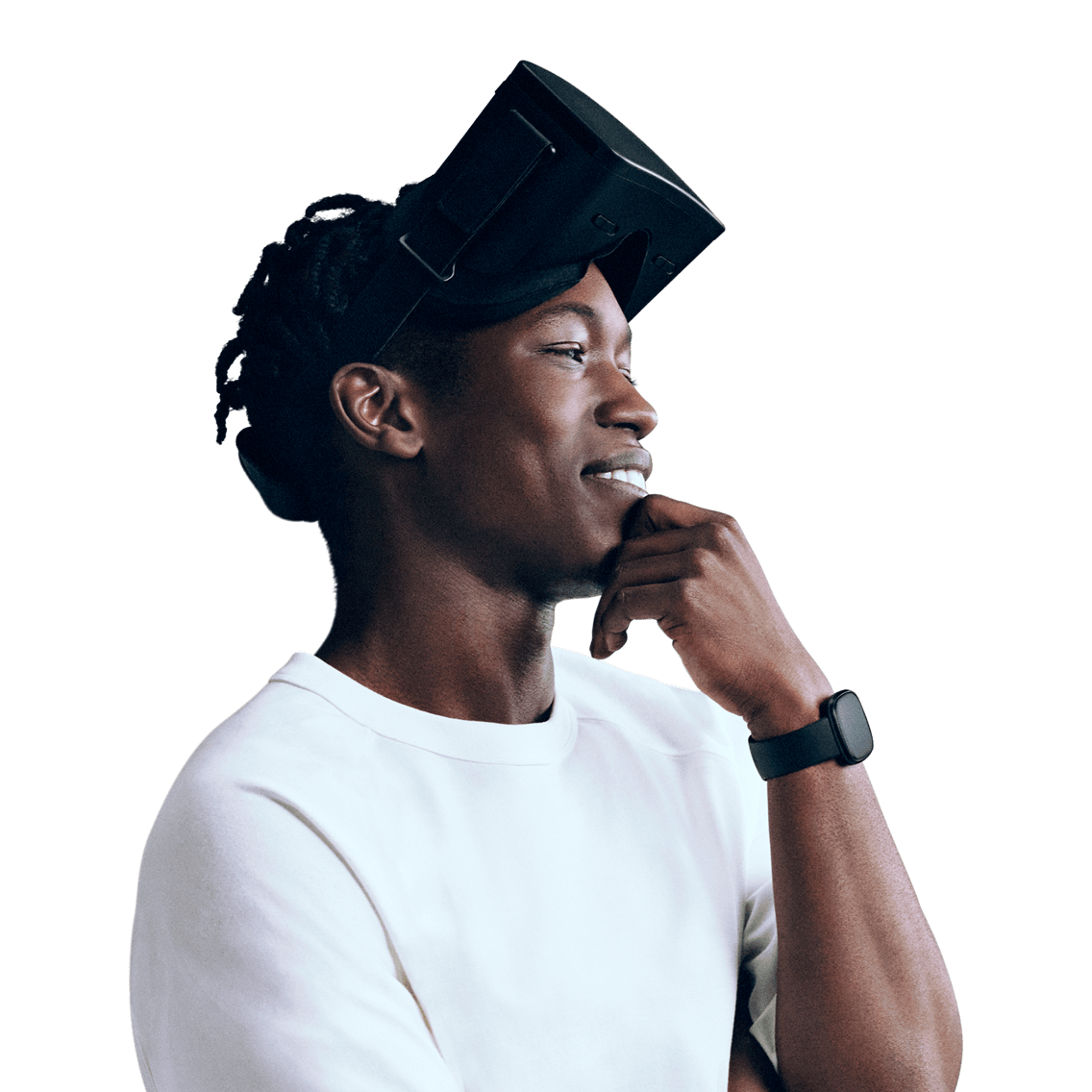 man with virtual reality goggles ready to game