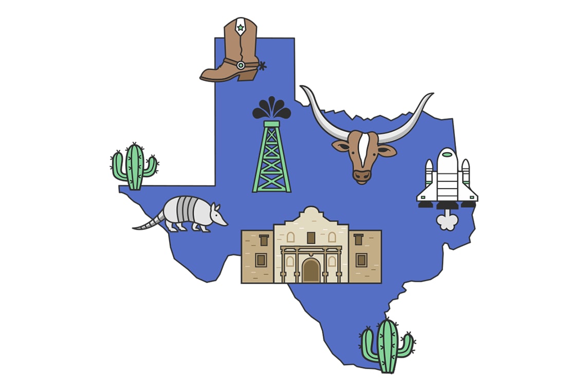 illustration of a map of Texas