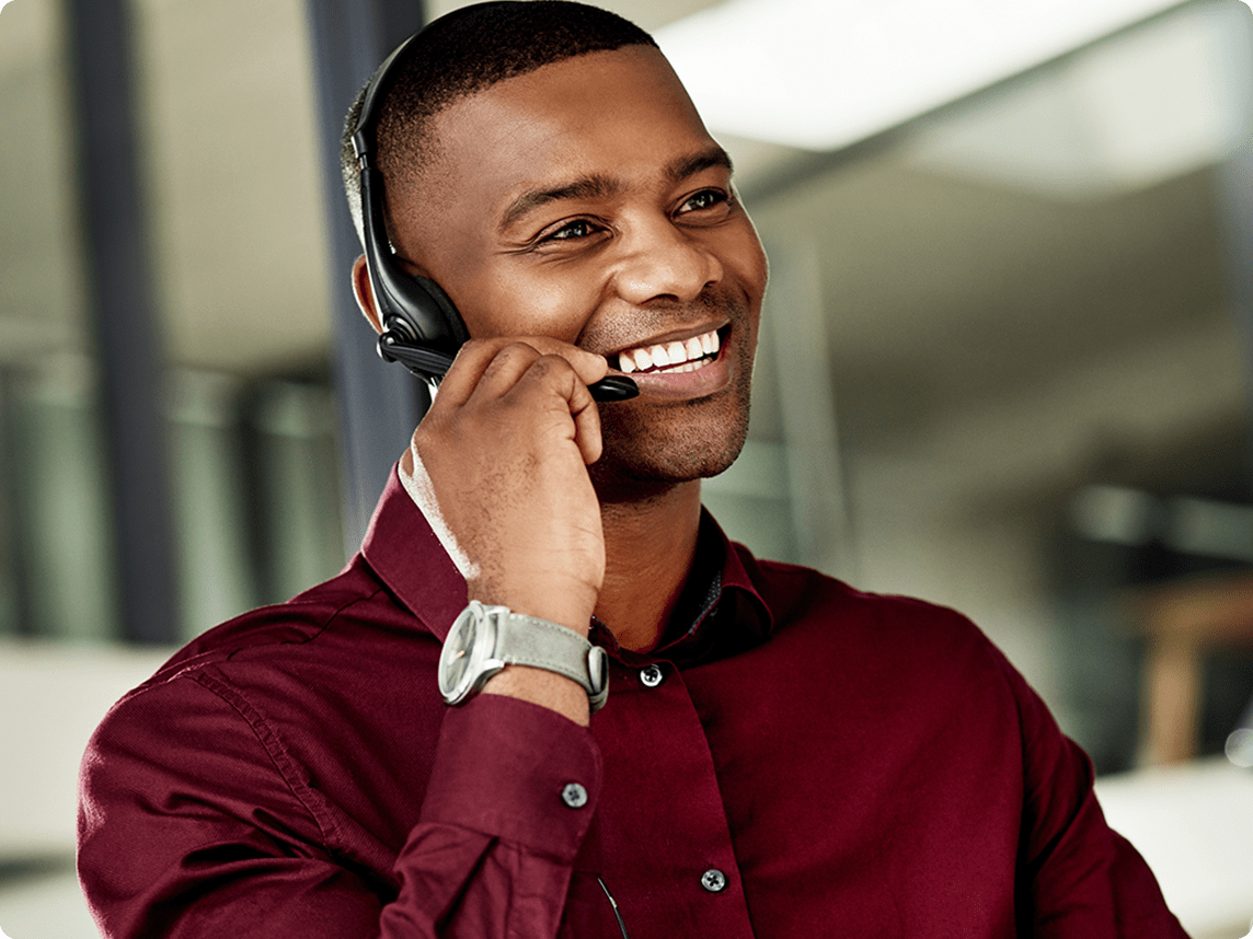 customer service agent talking on headset