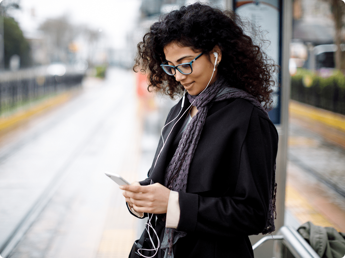 Woman waiting for train