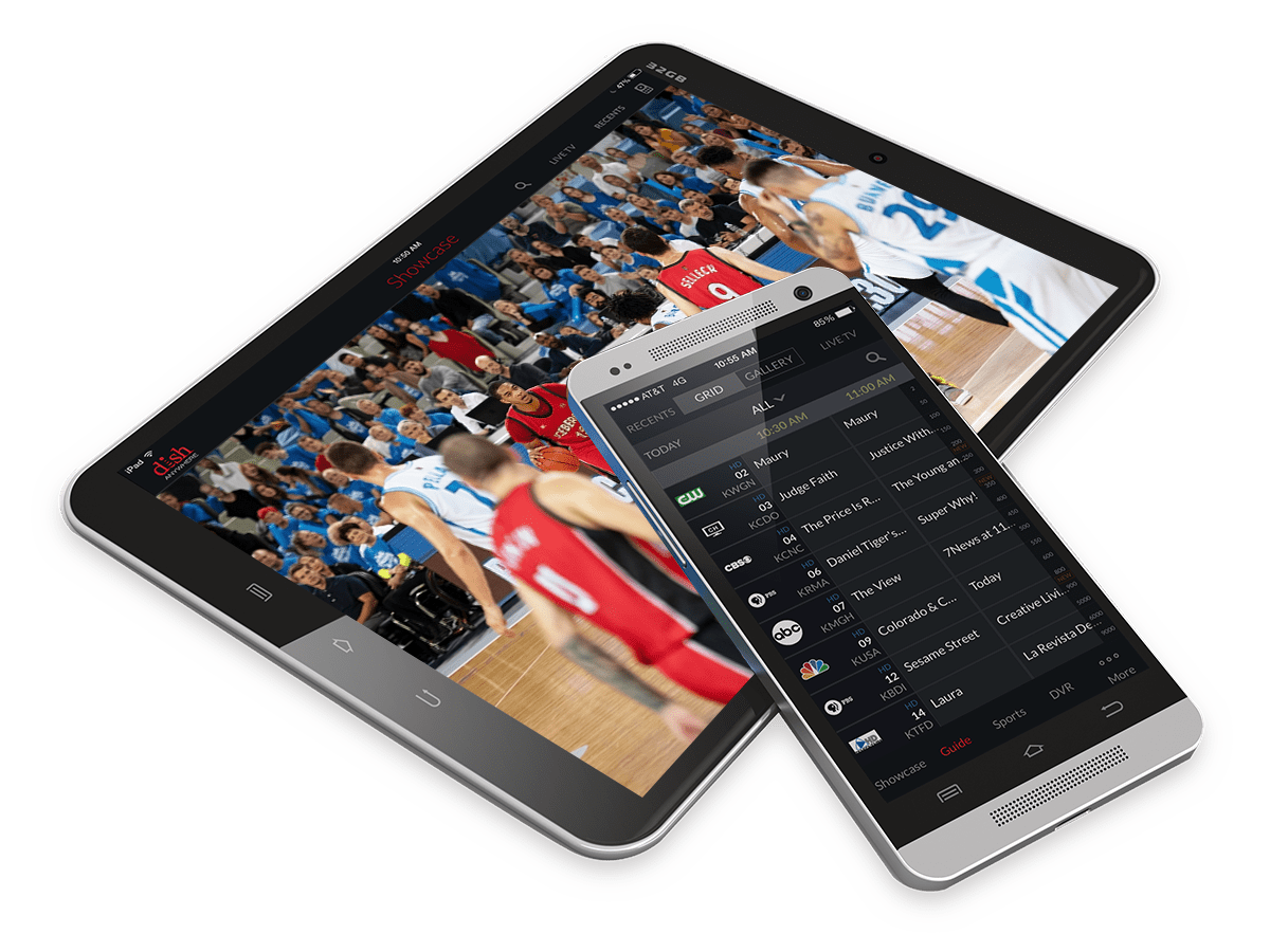 dish anywhere app featuring college basketball