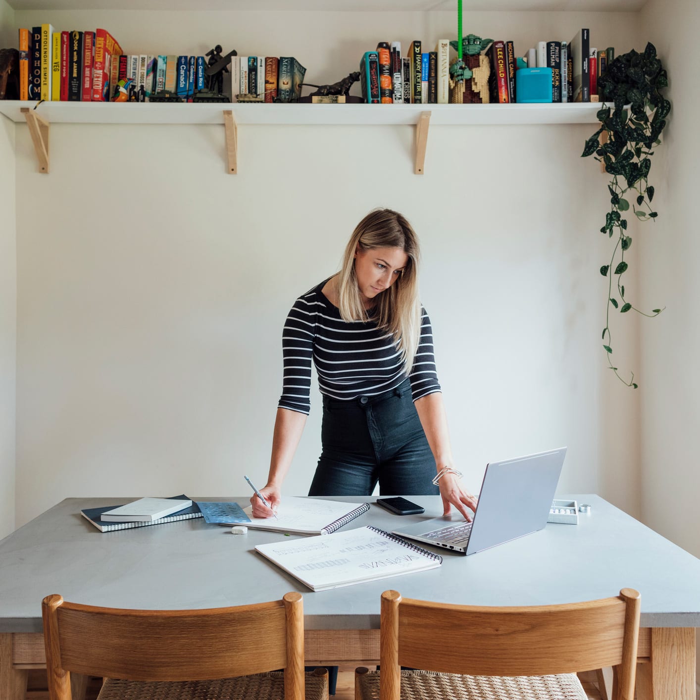 woman working from home in home office