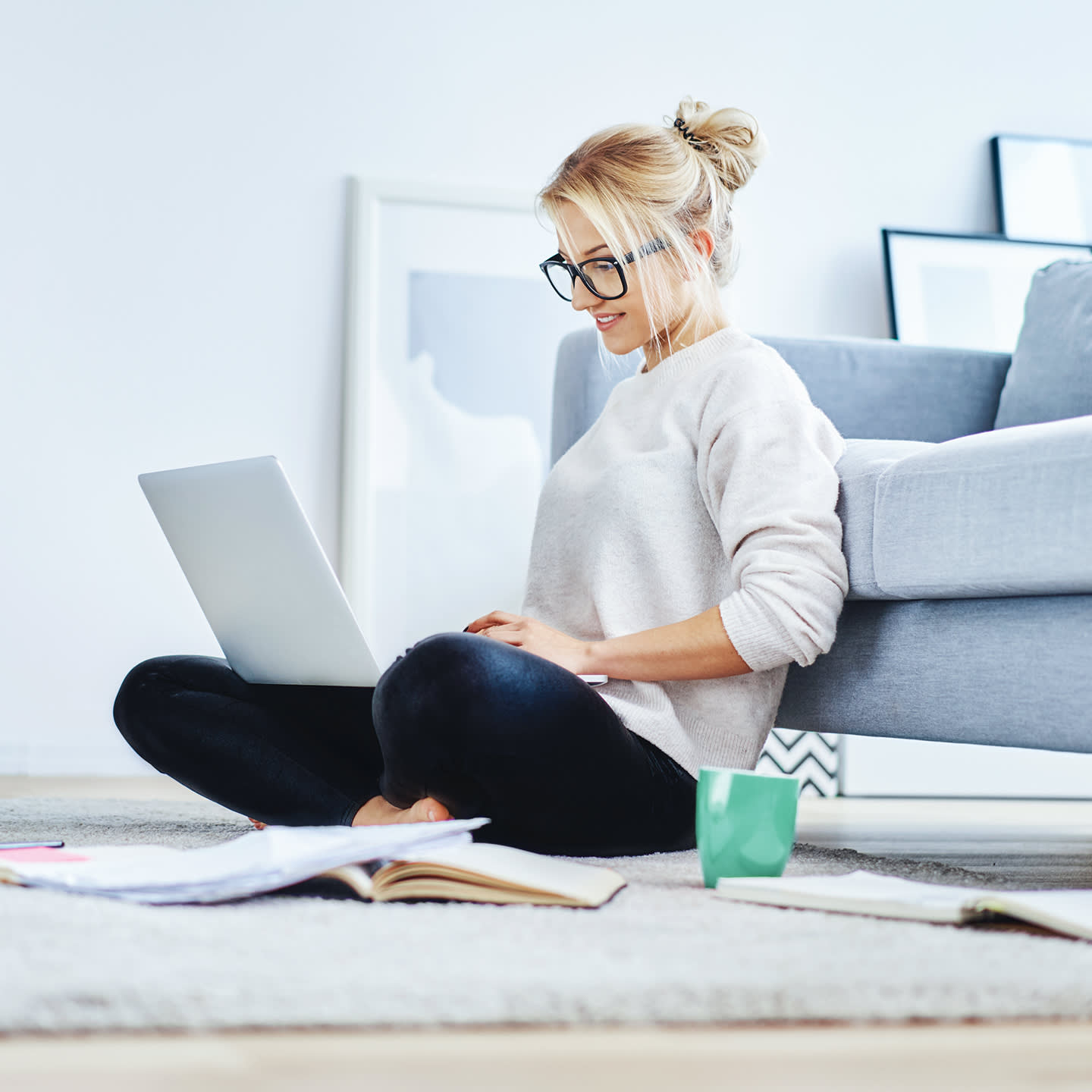 woman working from home on her laptop using CenturyLink internet