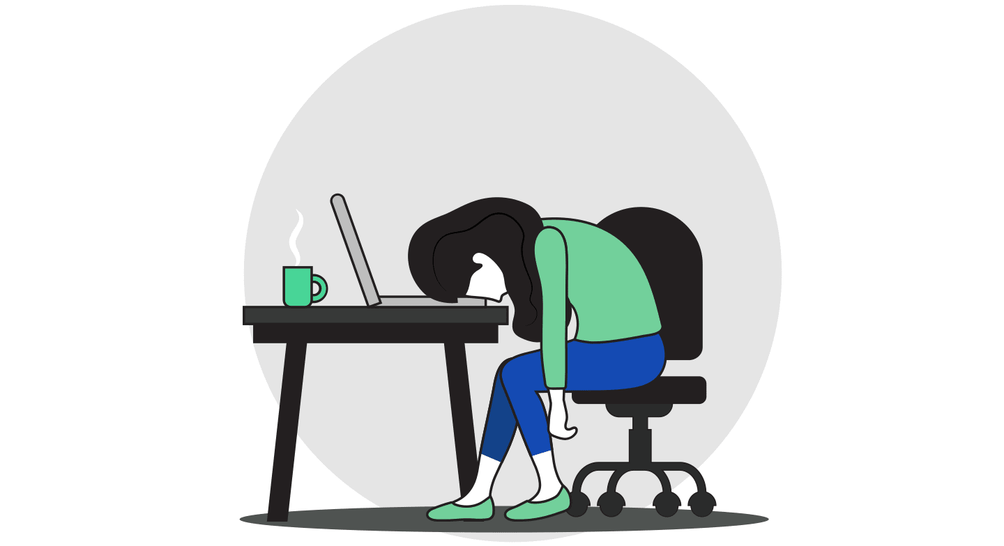 illustration of a woman slumped on a desk