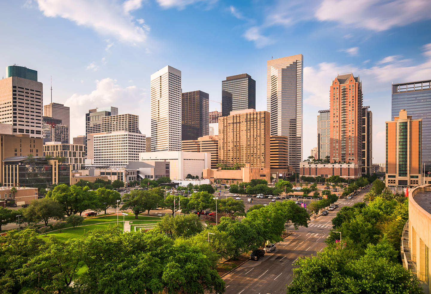 A view of skyscrapers in Texas city