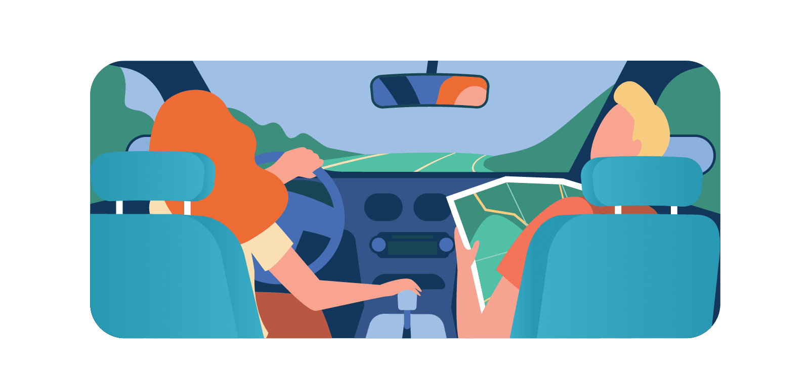 Couple driving illustration