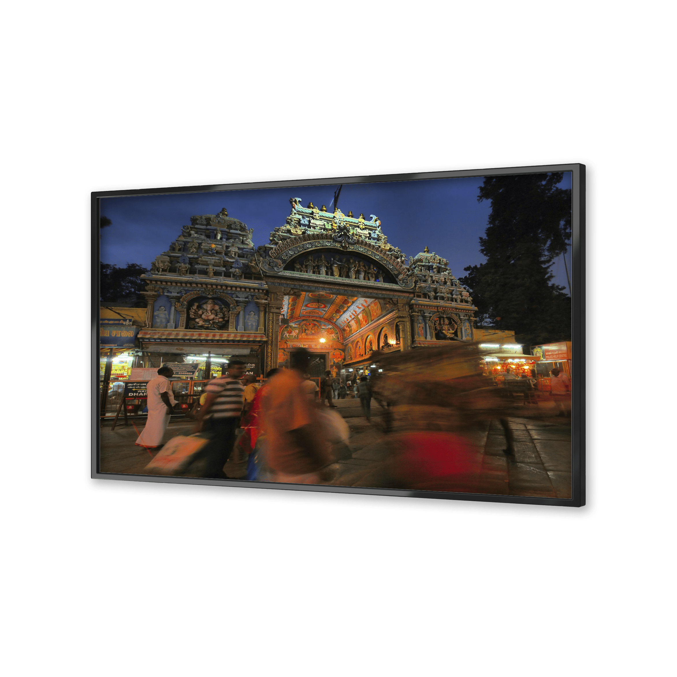 Image of the Meenakshi Temple on a flatscreen TV