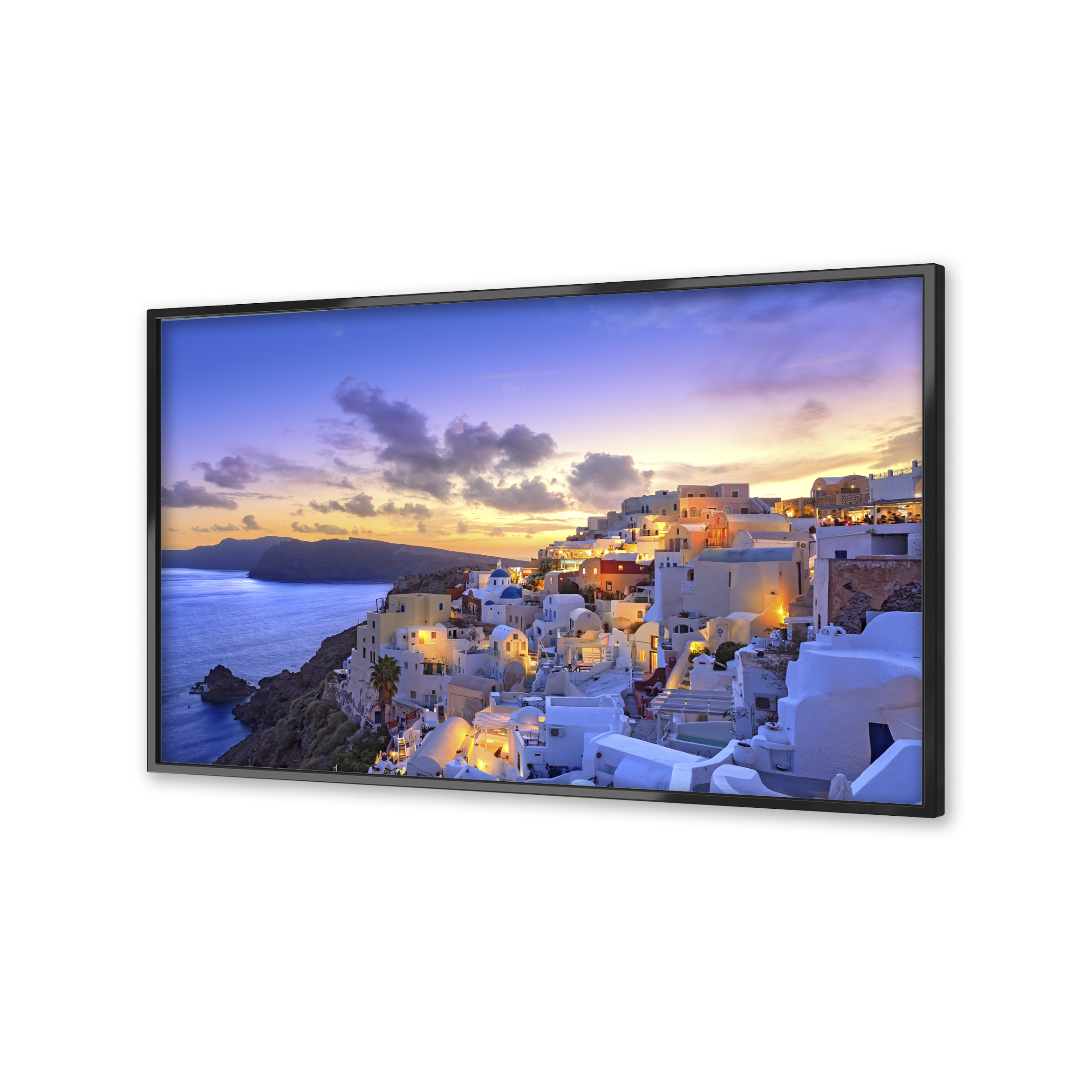 Image of Oia Greece on a flatscreen TV