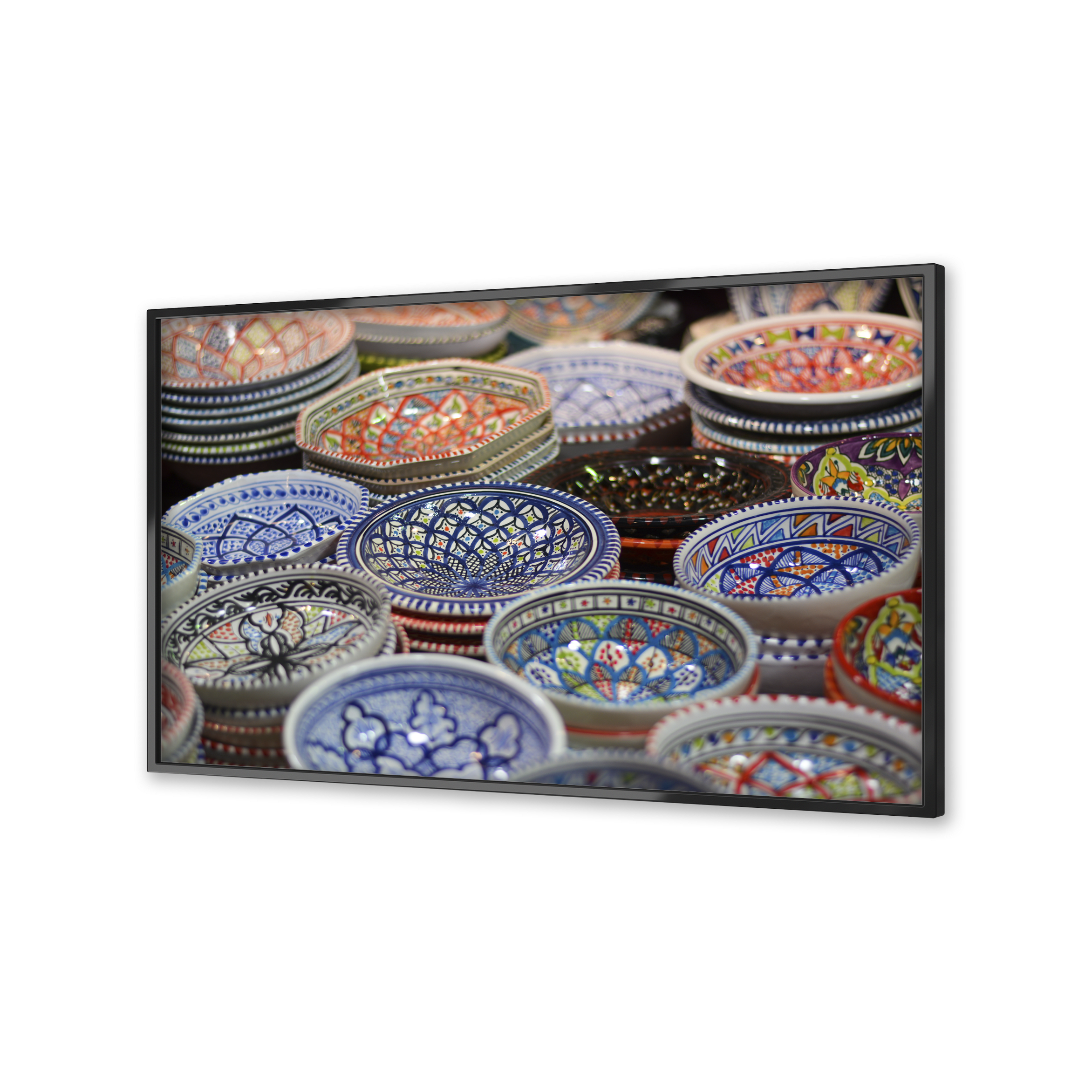 Image of Decorative Rice bowls on a flatscreen TV