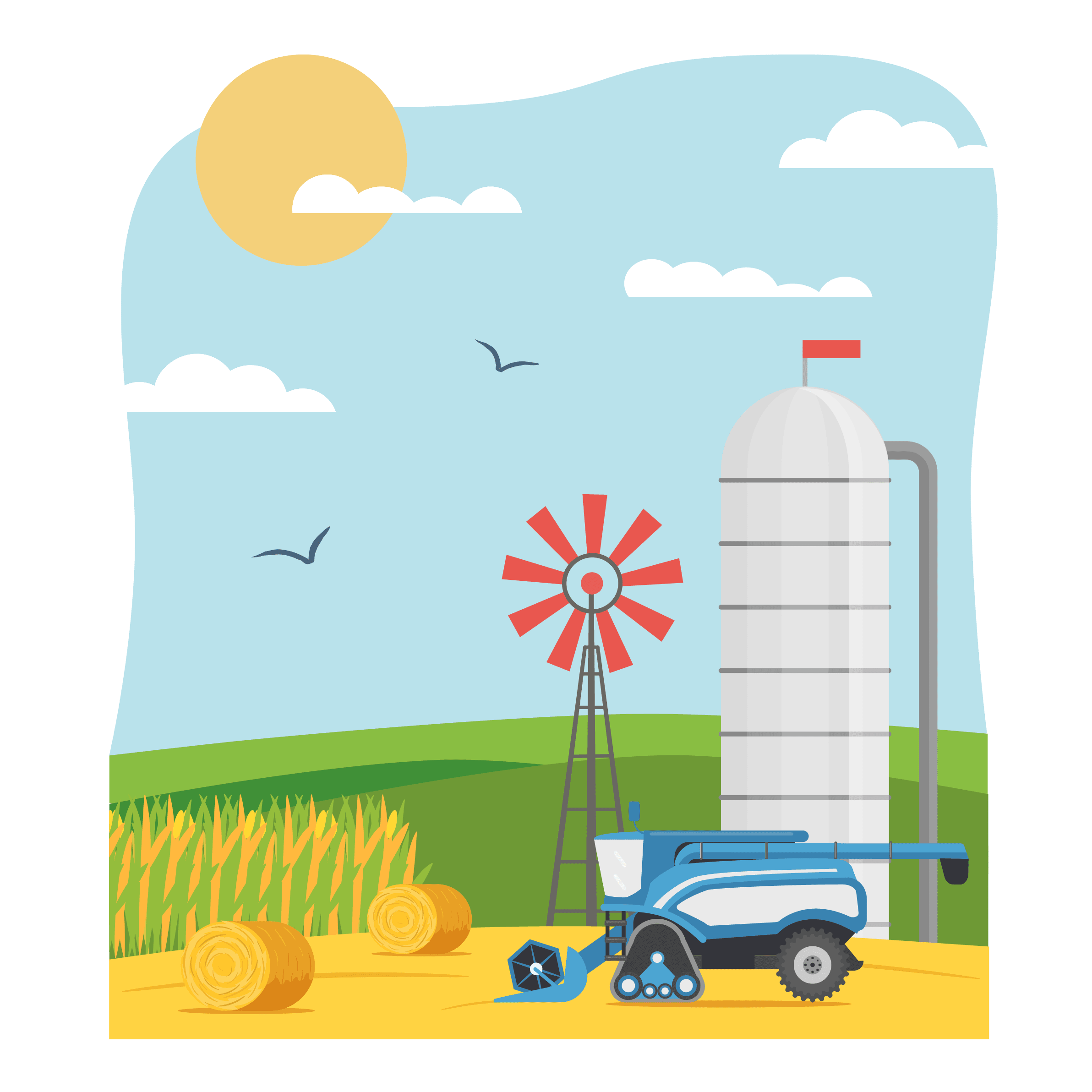 Farmer's wheat field illustration