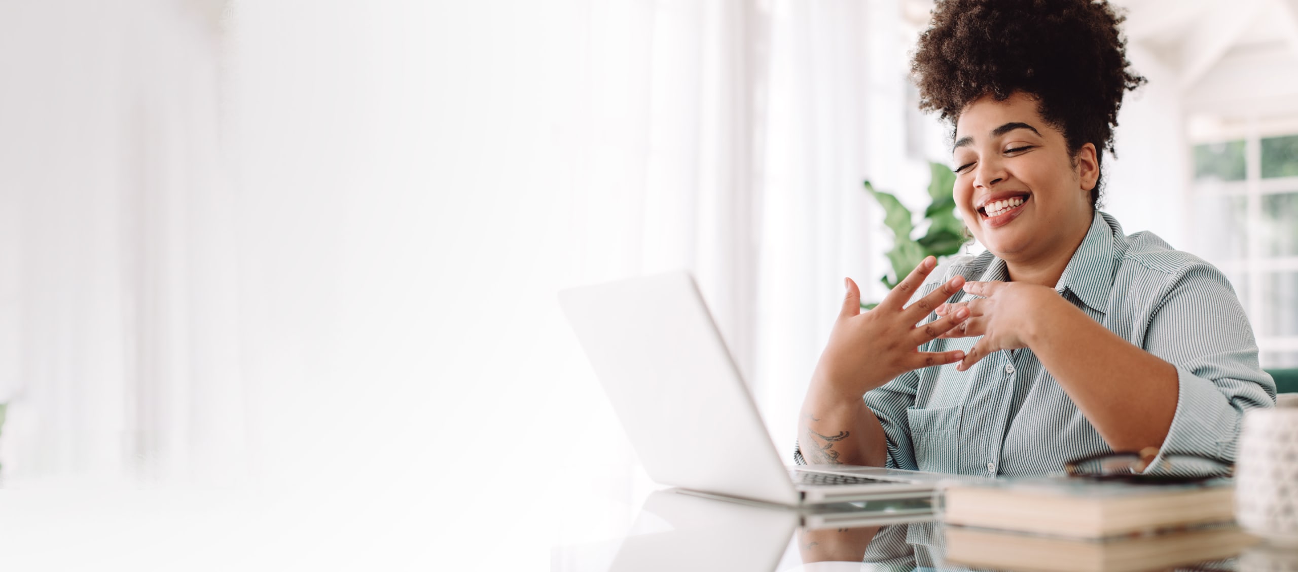 Woman using a laptop