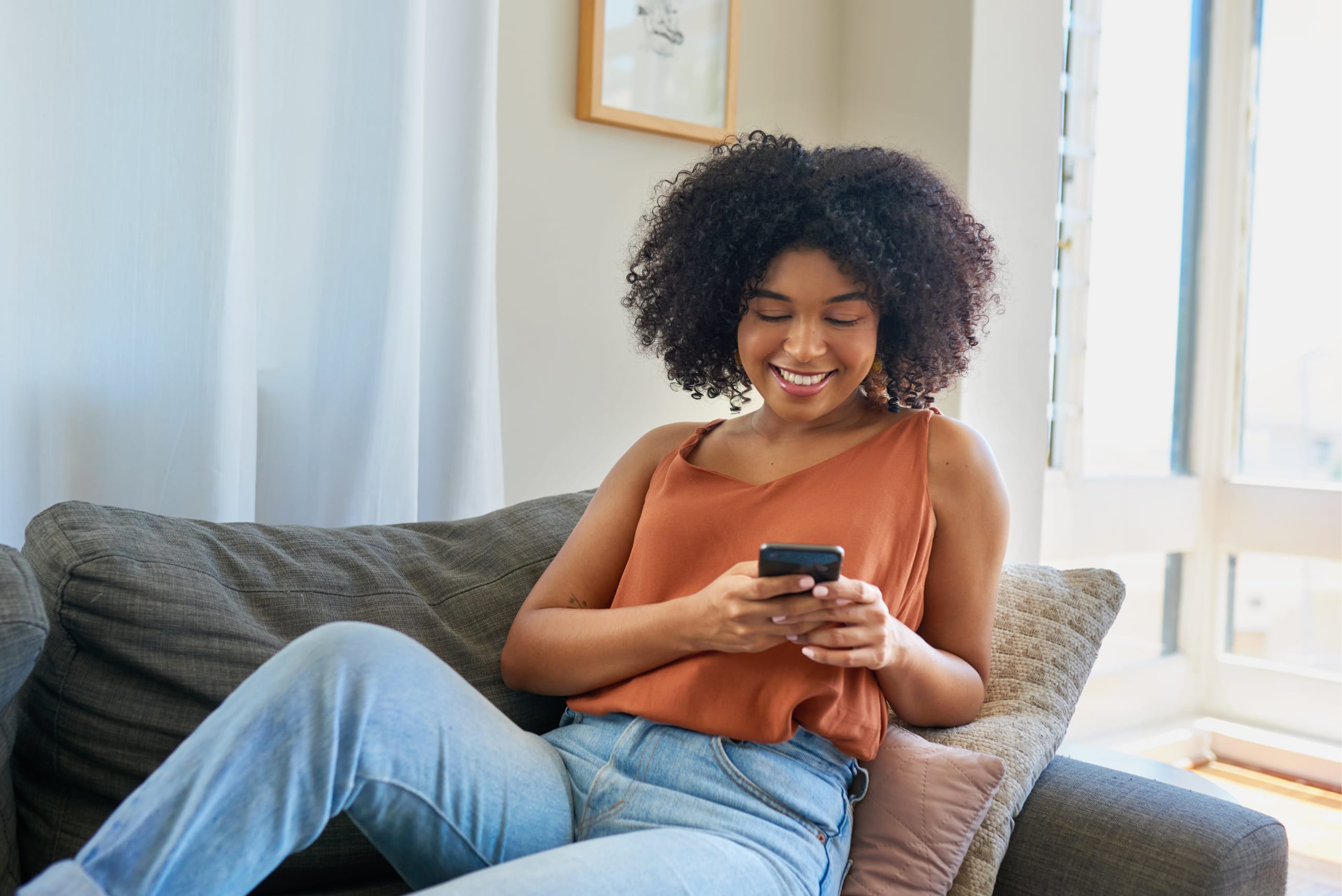 Woman using her mobile phone