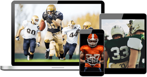 Laptop, tablet and phone showing sporting events