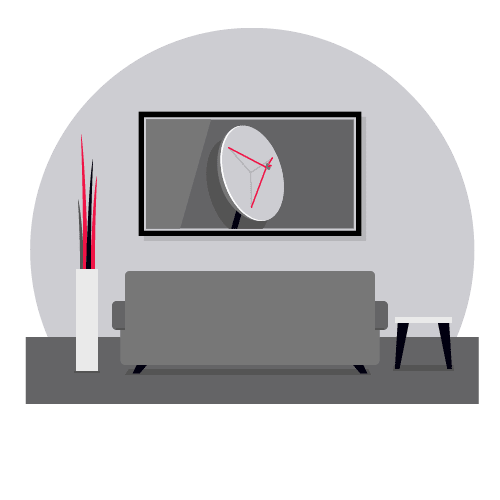 illustration of living room with satellite tv