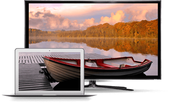 TV and computer display image of a canoe