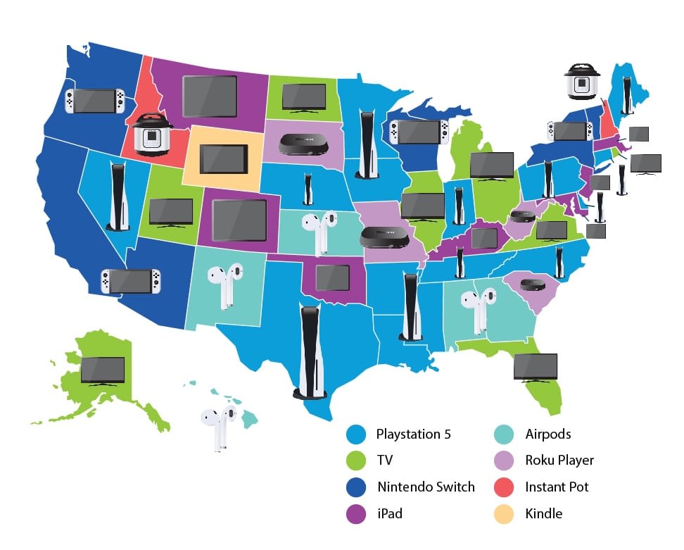 Map of Each State’s Most Searched Holiday Presents