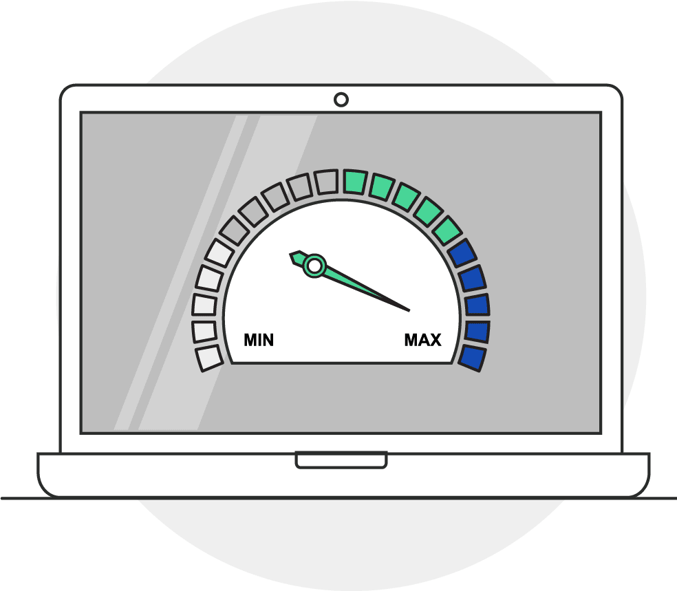 illustration of a laptop and an internet speedometer