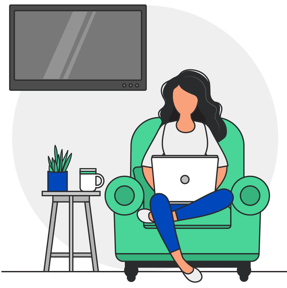 illustration of a woman using CenturyLink internet on her laptop