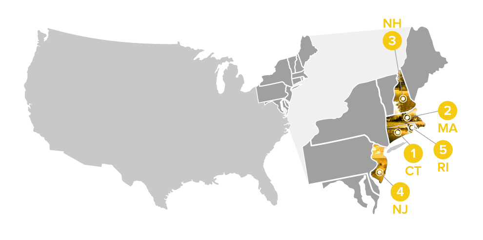 map illustration of top rural states