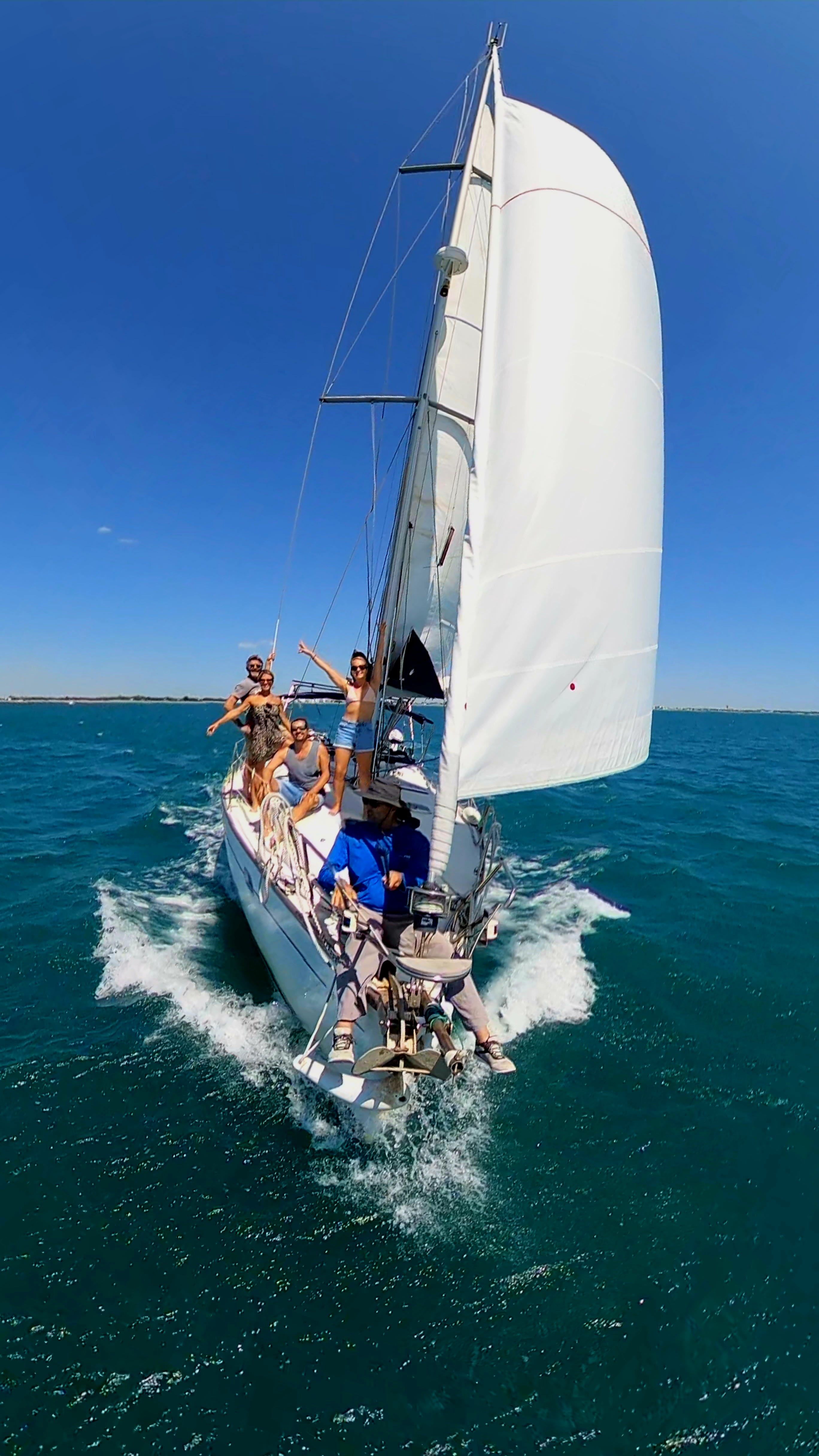 ⛵ Día de Escape: navegando en un velero de 12m en la bahía, nadando 🐬
