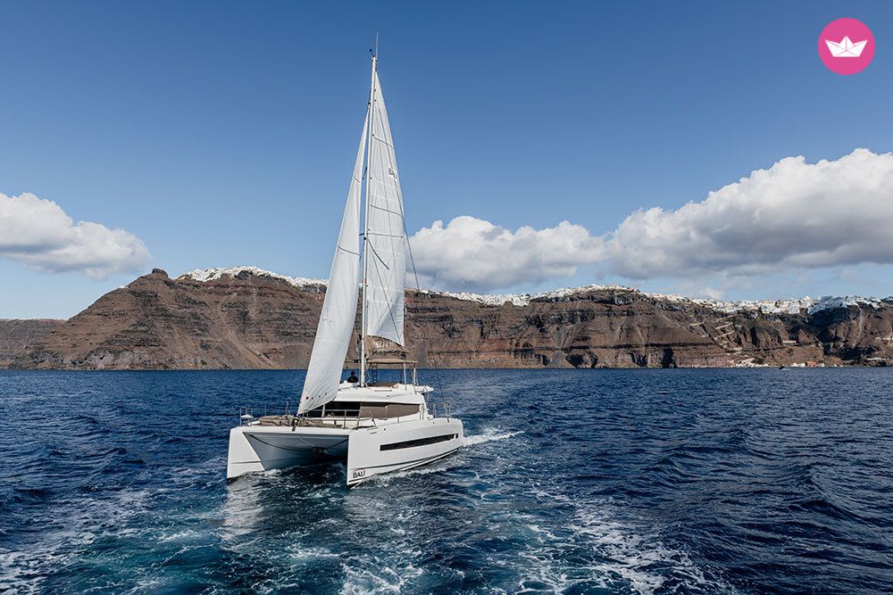Bali 4.1: Sail the Caldera: Santorini’s Complete Day Catamaran Cruise from Vlychada