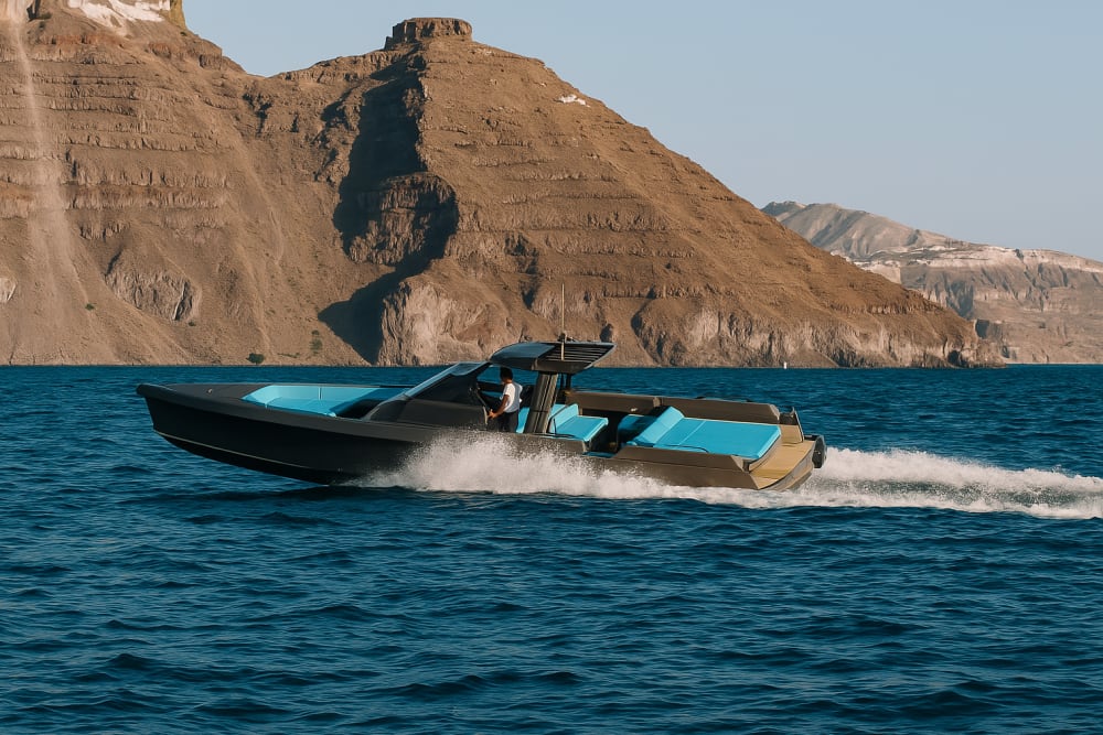 Romantic Sunset Escape – Santorini from the Sea